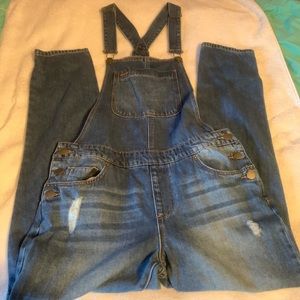 Distressed overalls